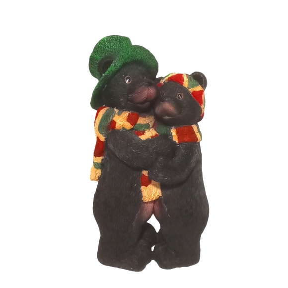 Christmas Black Bears Cabin Mountain Cottage Rustic Figurines Statue 11.5" x 7" - Picture 1 of 7